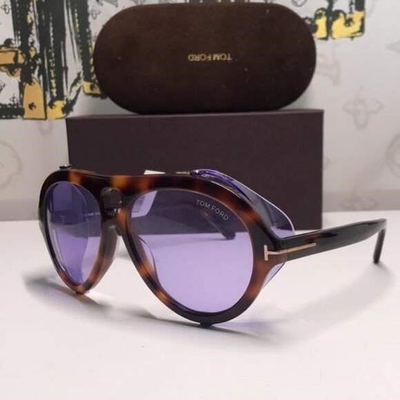 New Authentic Tortoiseshell Sunglasses with Purple Lenses TF882 53y","descriptio - Picture 6 of 13